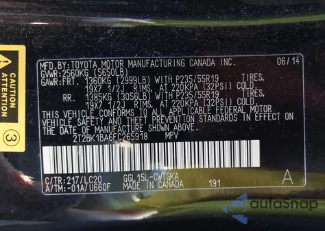 2015 Lexus Rx 350 из США, поврежденный, VIN 2T2BK1BA6FC265918